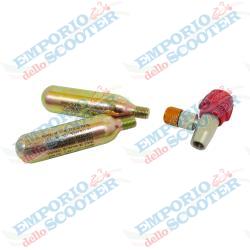 TIRE INFLATION KIT - VALVE WITH CO2 CONNECTOR AND 2 CARTRIDGES (16GR)
