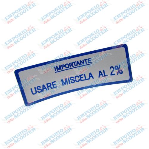 STICKER   "IMPORTANTE - USARE MISCELA 2%"   BLUE