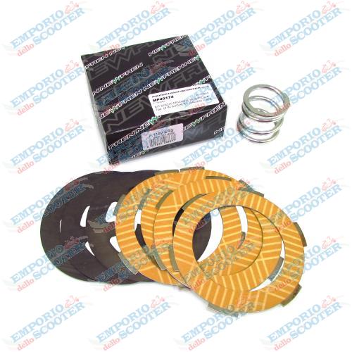 KIT DISCOS EMBRAGUE MODIFICACION A 7 PZ (4 PZ EN RACING CORCHO + 3 PZ EN ACERO AZUL)+ MUELLE