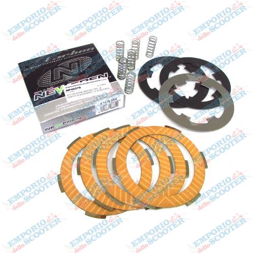 KIT FRIZIONE RACING 7PZ. (4 DISCHI IN SUGHERO + 3 IN ACCIAIO BLU + 6 MOLLE) PER FRIZIONE VESPA PK 50/125 50V - HP - (FRIZIONE CON 6 MOLLE)