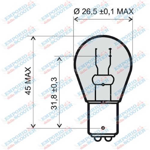 RMS lamp 12V 21/5W bay15d - red