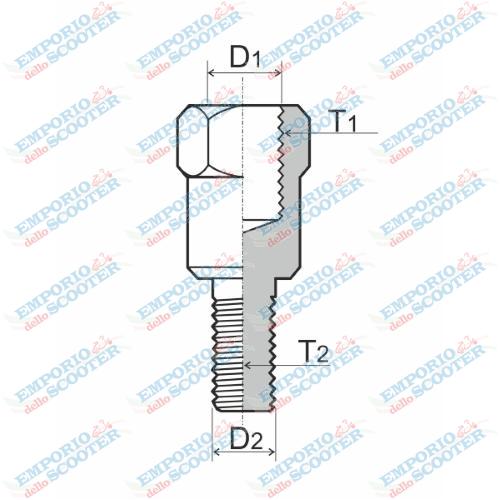 MIRROR ADAPTER  M10 RIGHT - M8 LEFT MIRROR ADAPTER