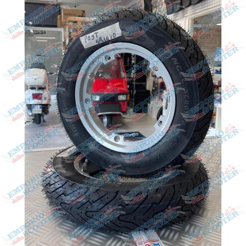 COPPIA CERCHIO TUBELESS INTERO - CON PIRELLI ANGEL 3.00-10 RUOTA DA 10 - GRIGIO