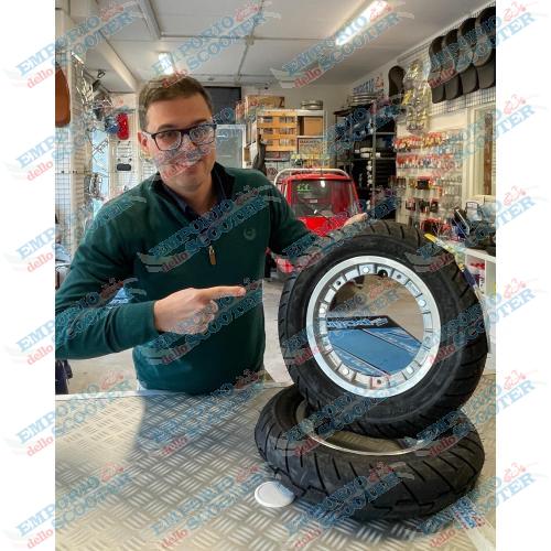 RUOTE MONTATE (CERCHIO TUBELESS SCOMPONIBILE + MICHELIN S1 3.50-10) - GRIGIO BORDO ALLUMINIO