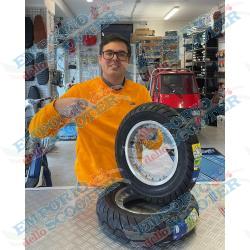 RUOTE MONTATE (CERCHIO TUBELESS SCOMPONIBILE + MICHELIN S1 3.50-10) - GRIGIO BORDO ALLUMINIO