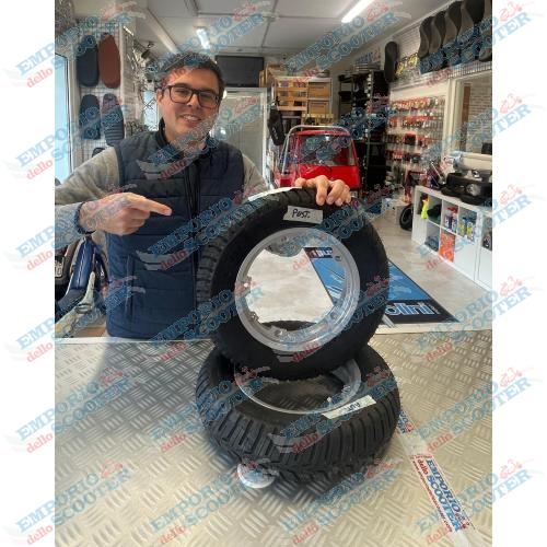 COPPIA CERCHIO TUBELESS INTERO - CON MICHELIN CITY GRIP 3.50-10 RUOTA DA 10 - GRIGIO