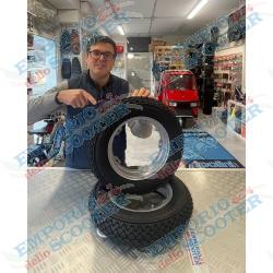 COPPIA CERCHIO TUBELESS INTERO - CON MICHELIN S83 3.50-10 RUOTA DA 10 - GRIGIO