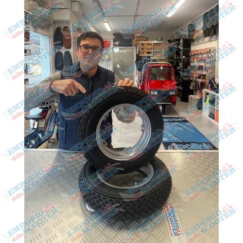 COPPIA CERCHIO TUBELESS INTERO - CON MICHELIN S83 3.50-10 RUOTA DA 10 - GRIGIO