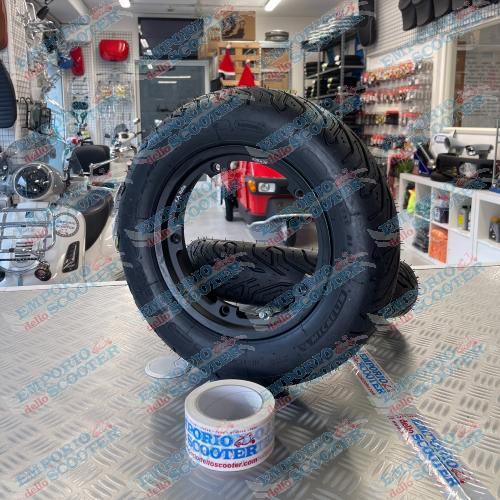 COPPIA CERCHIO TUBELESS INTERO - CON MICHELIN CITY GRIP 3.50-10 RUOTA DA 10 - NERO