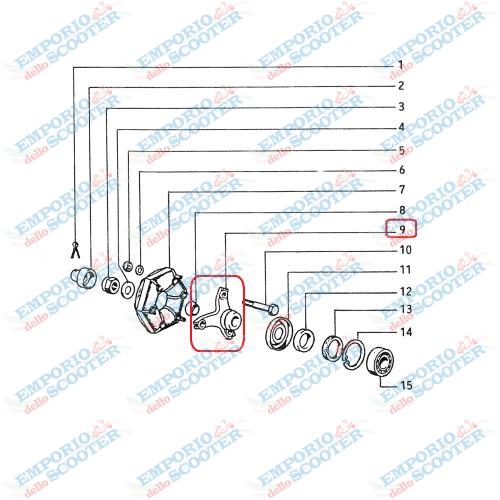 MOZZO SULL'ASSE RUOTA (FORI ATTACCO Ø 12)  APE POKER MAX
