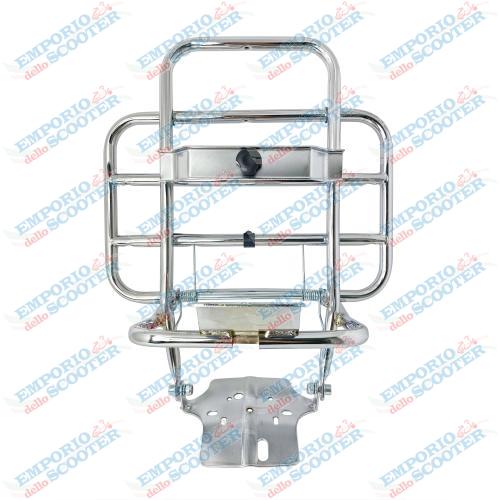 REAR LUGGAGE RACK WITH SPARE WHEEL HOLDER - CHROME - VESPA 50, PRIMAVERA, ET3