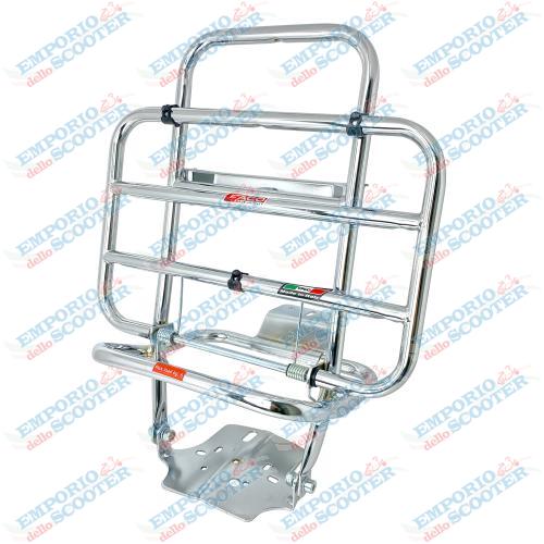 REAR LUGGAGE RACK WITH SPARE WHEEL HOLDER - CHROME - VESPA 50, PRIMAVERA, ET3