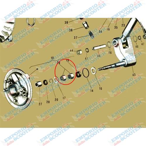 CAGE A' ROULEAUX AXE ROUE VESPA PX 1ère SERIE - 18x24x12mm