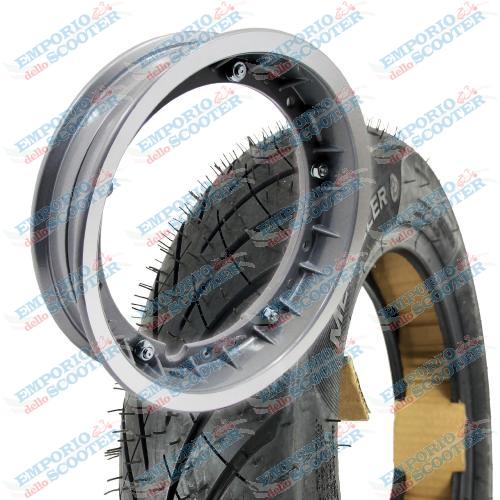 KIT RUOTA (CERCHIO TUBELESS SCOMPONIBILE + METZELER ROADTEC 3.50-10) - GRIGIO