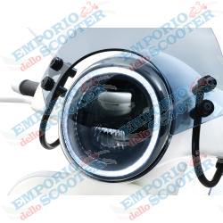 FRONT LED HEADLIGHT "ELIO BLACK" FOR VESPA GTS - 610LM - (2003-2018)