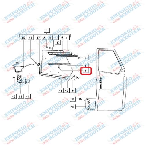 VITE SVASATA PER FISSAGGIO LISTELLO SU VETRO FINESTRINO APE 50